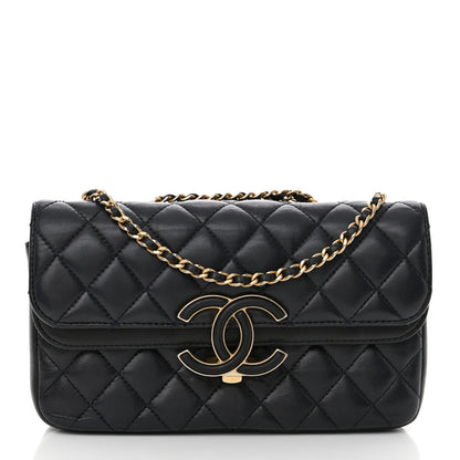 Chanel Lambskin Quilted Small CC Chic Flap Navy 1 of 13