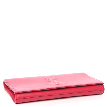 Saint Laurent Calfskin Monogram Large Belle De Jour Clutch Lipstick Fuchsia 3 of 7