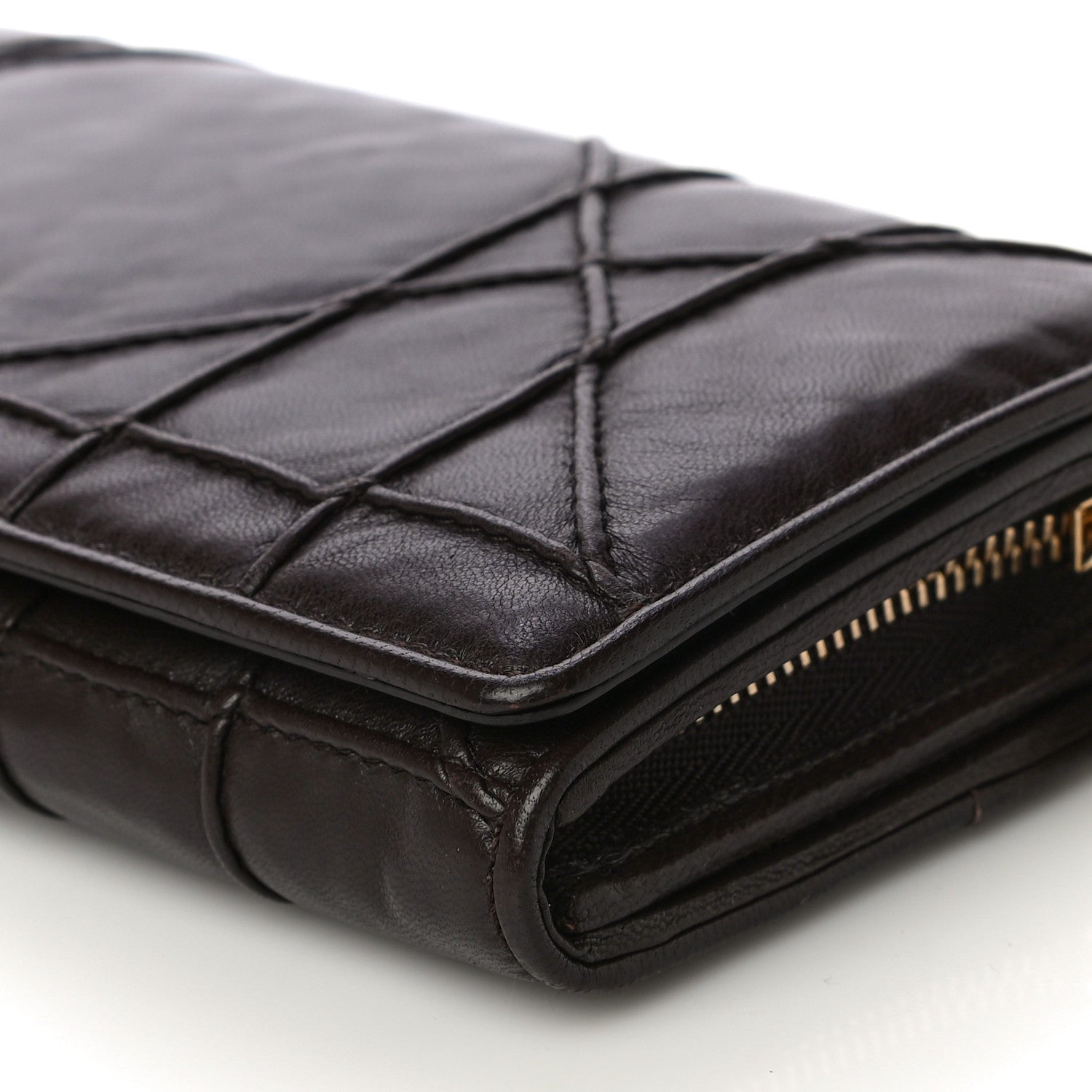 Christian Dior Lambskin Cannage Rendezvous Chain Wallet Brown 6 of 16