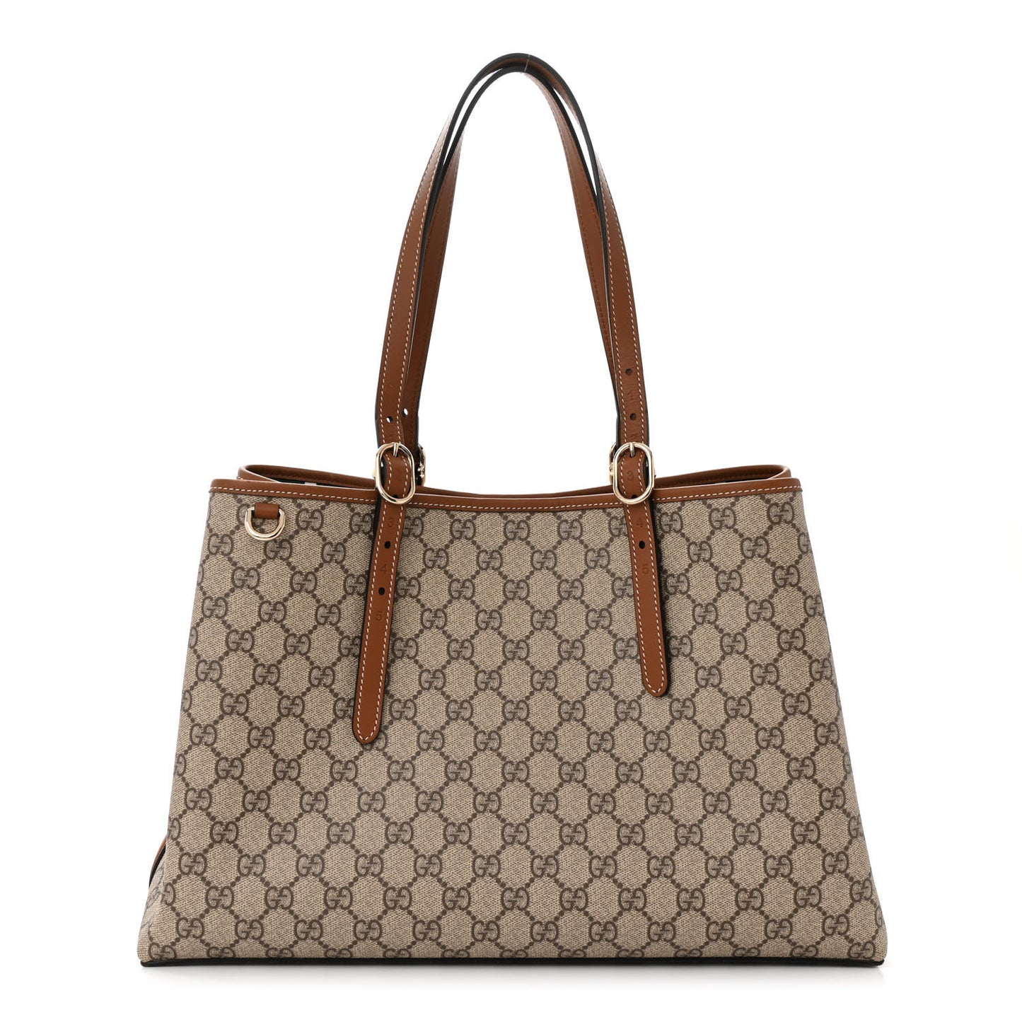 GG Supreme Monogram Emblem Large Tote Bag Beige Dark Brown