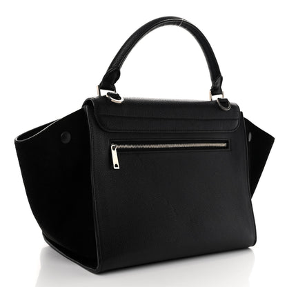 Celine Drummed Calfskin Suede Small Trapeze Black 3 of 10