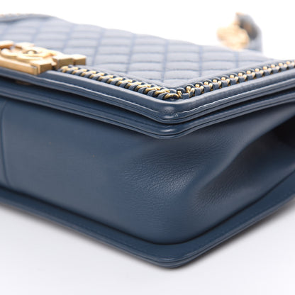 Chanel Calfskin Quilted Medium Top Handle Boy Flap Blue 9 of 11
