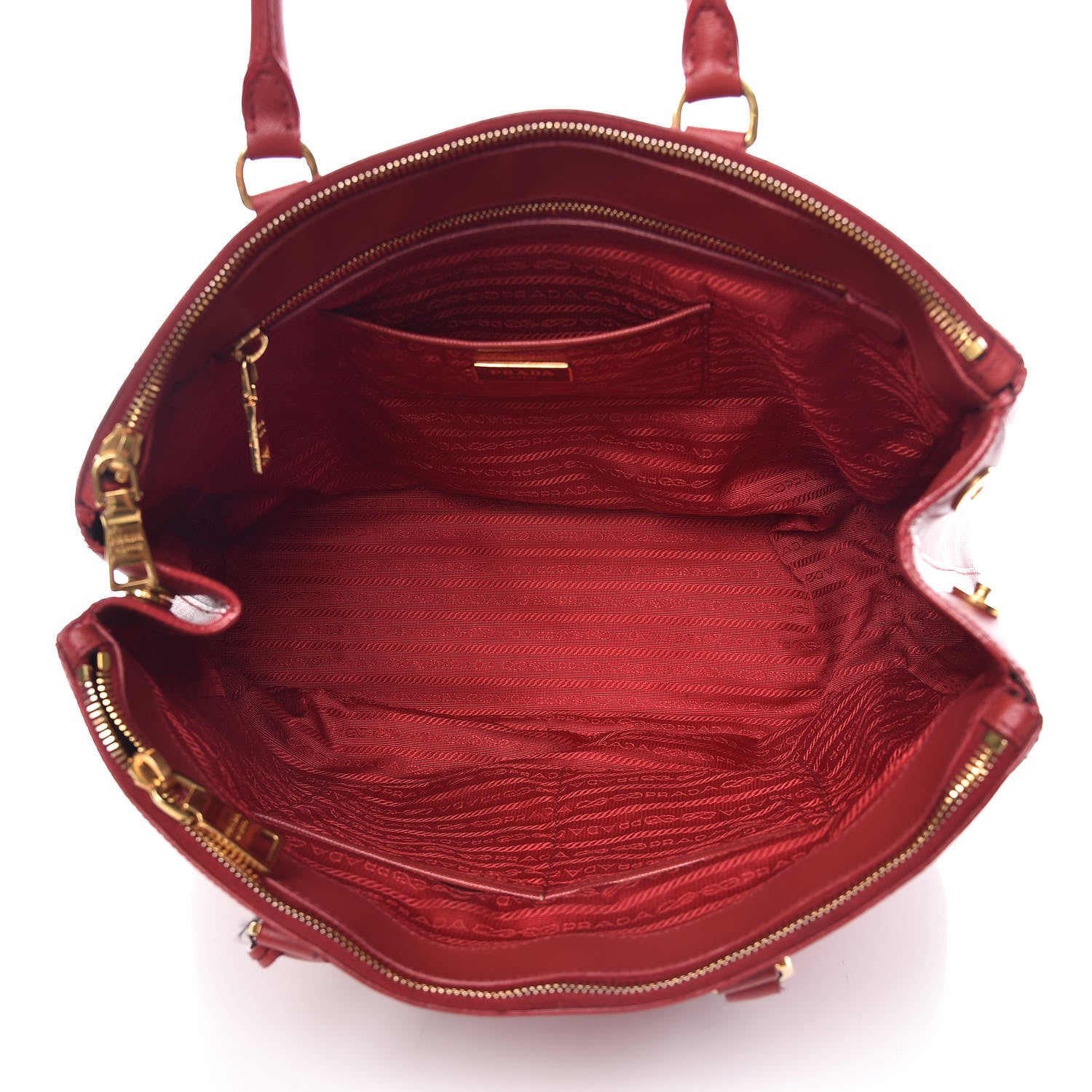Prada Saffiano Large Galleria Double Zip Tote Fuoco 9 of 19