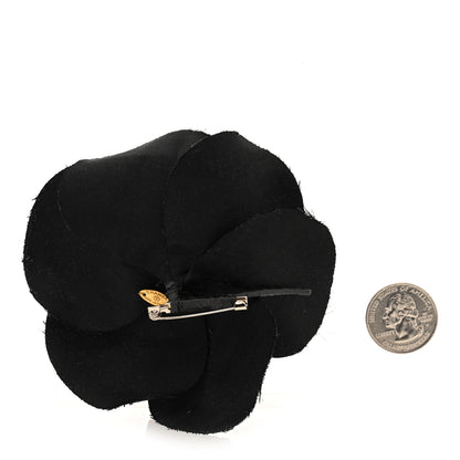 Chanel Metallic Fabric Camellia Brooch Black 2 of 3