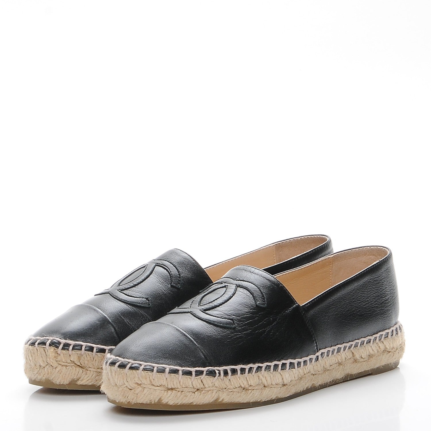 Chanel Lambskin CC Espadrilles 37 Black 3 of 9