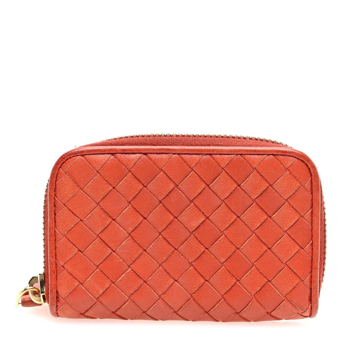 Nappa Intrecciato Zip Around Coin Purse Brique