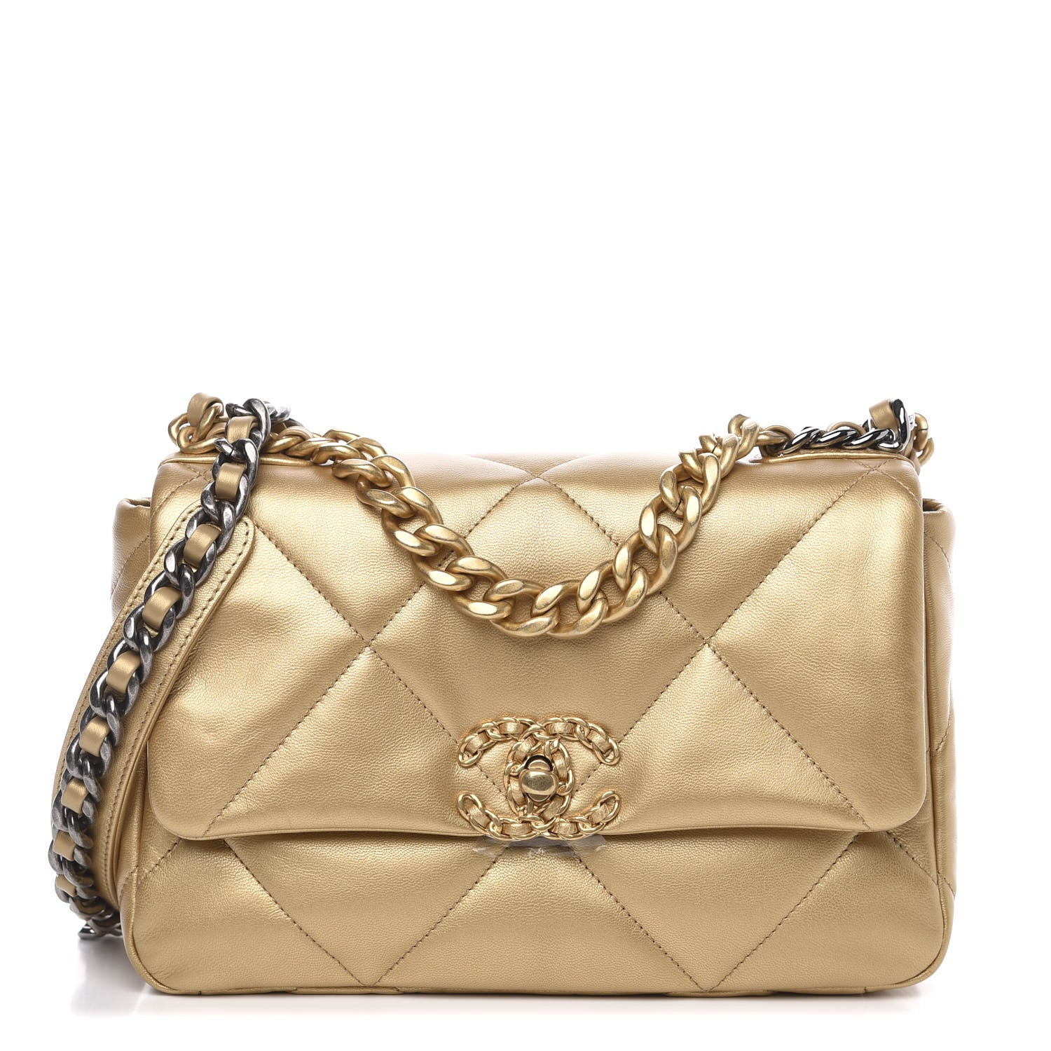 Chanel Metallic Goatskin Quilted Medium 19 Flap Gold 1 of 10