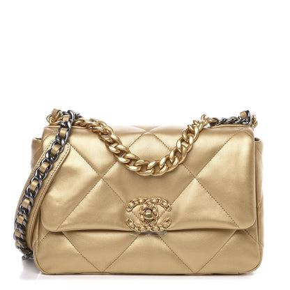 Chanel Metallic Goatskin Quilted Medium 19 Flap Gold 1 of 10