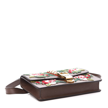 Gucci Calfskin Embroidered Sylvie Belt Bag 85 34 Brown 4 of 11