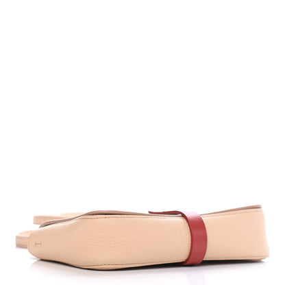 Celine Grained Shiny Calfskin Strap Clutch Light Taupe Red 4 of 10