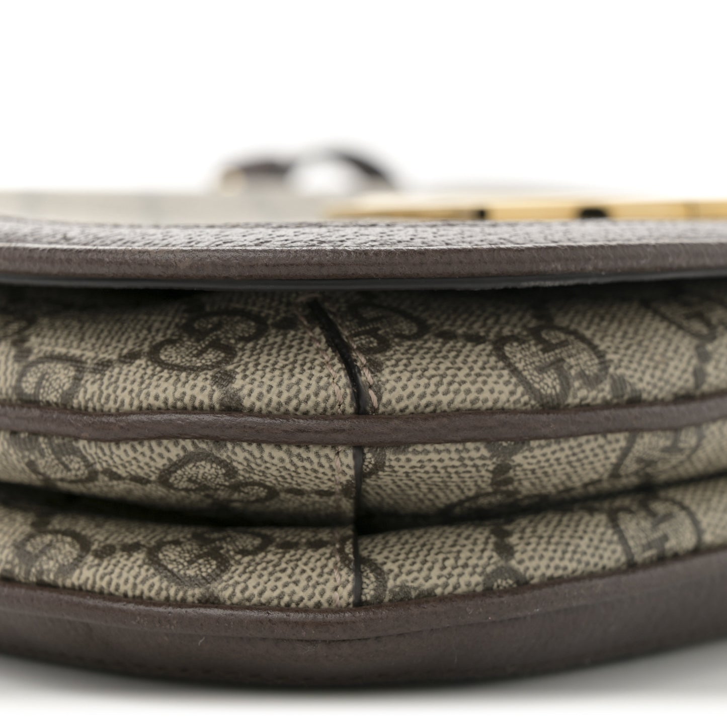 GG Supreme Monogram Textured Dollar Calfskin Web Medium Blondie Top Handle Shoulder Flap Bag Beige Ebony New Acero