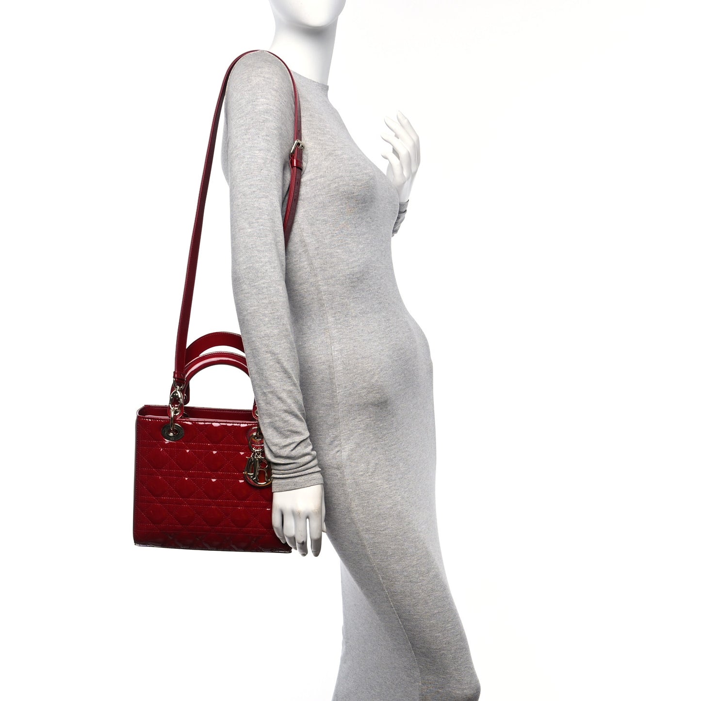 Patent Cannage Medium Lady Dior Red