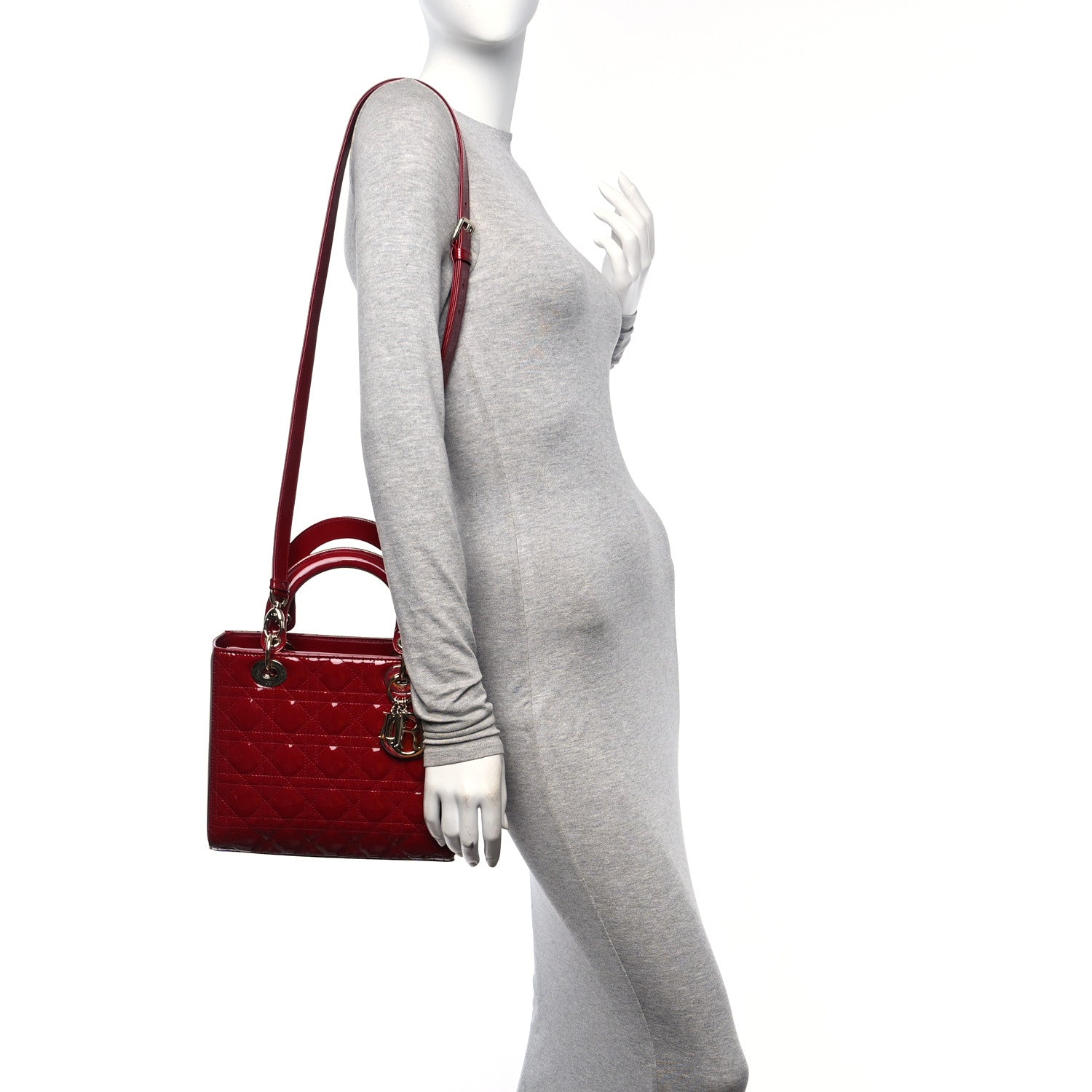 Christian Dior Patent Cannage Medium Lady Dior Red 2 of 12