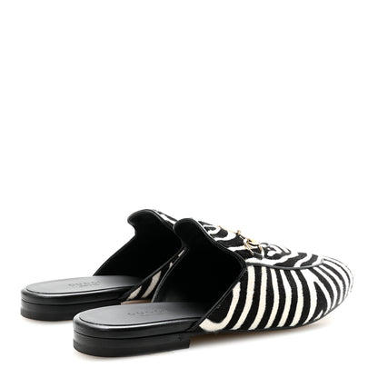 Gucci Calf Hair Zebra Print Womens Princetown Slippers 39 Natural Black 5 of 10