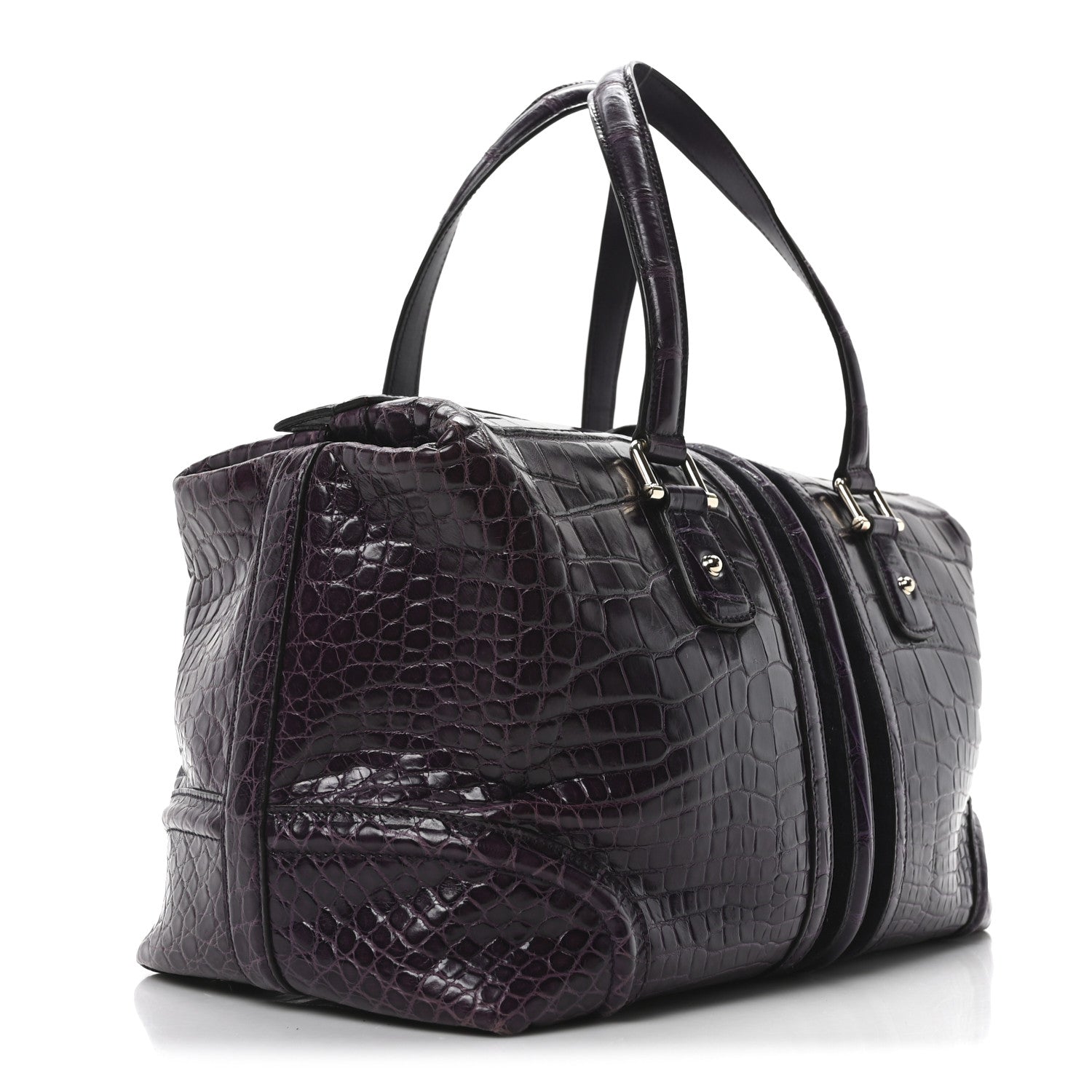 Gucci Crocodile Large Treasure Boston Purple 3 of 10