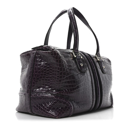 Gucci Crocodile Large Treasure Boston Purple 3 of 10