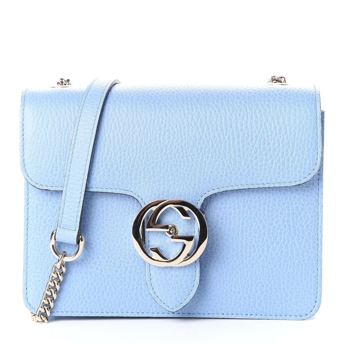 Dollar Calfskin Small Interlocking G Shoulder Bag Mineral Blue