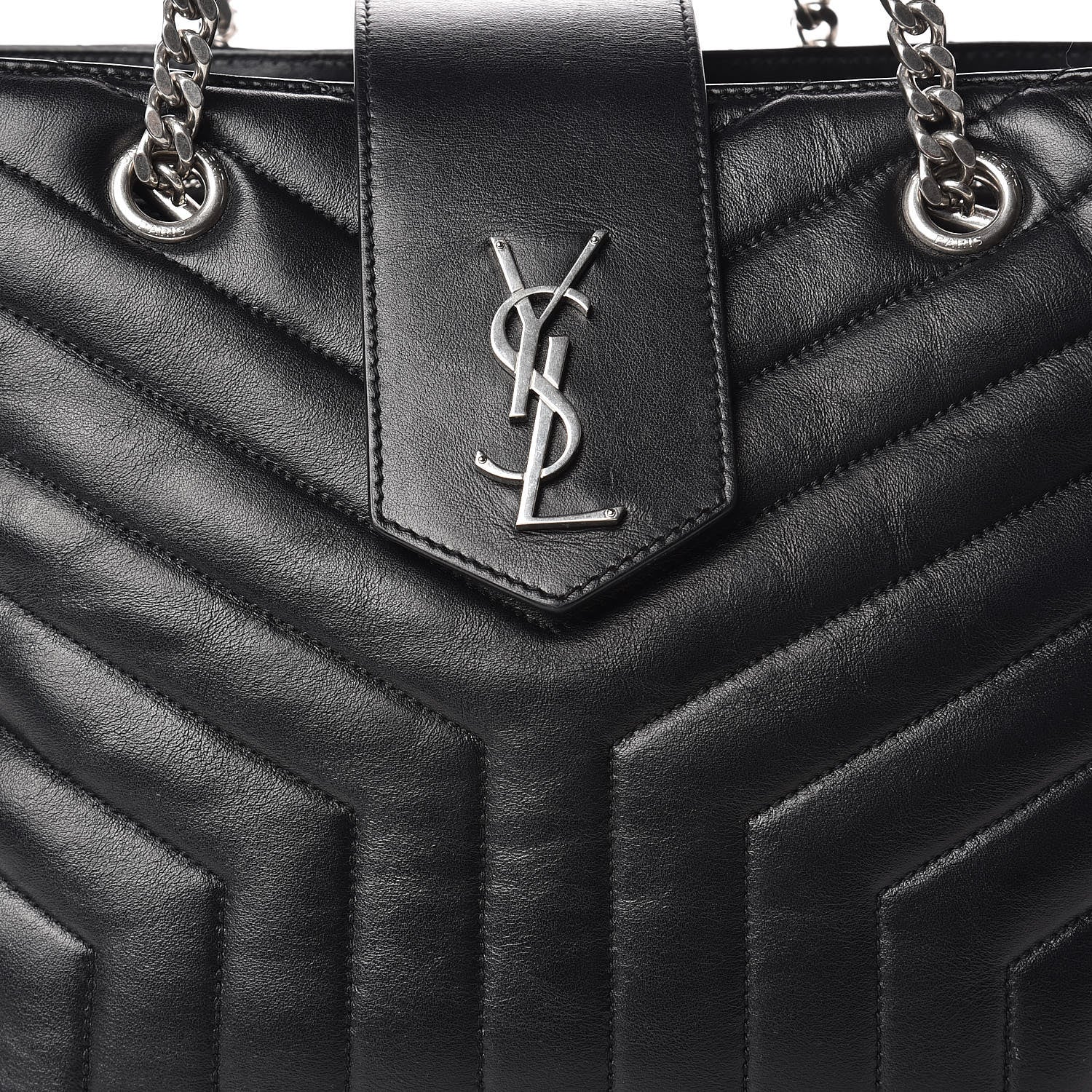 Saint Laurent Calfskin Y Quilted Monogram Large Loulou Shopper Black 9 of 12