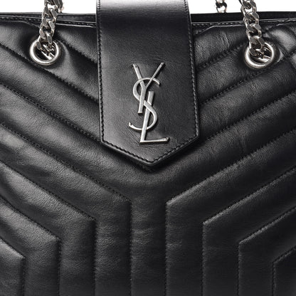 Saint Laurent Calfskin Y Quilted Monogram Large Loulou Shopper Black 9 of 12