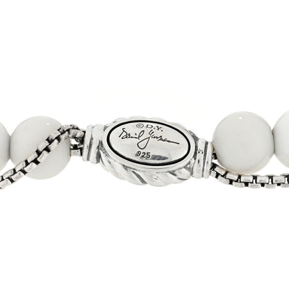 David Yurman Sterling Silver White Agate 8mm Spiritual Beads Adjustable Bracelet 3 of 3