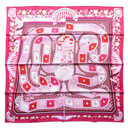 Hermes Silk Le Tour Du Monde En 63 Cases Scarf 90 Fuchsia Mauve White 1 of 5