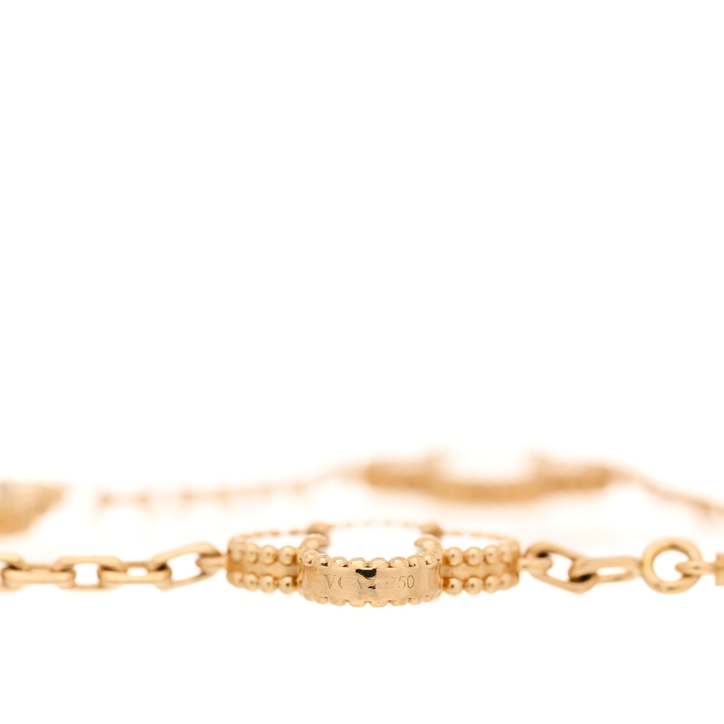 18K Yellow Gold Mother of Pearl 5 Motifs Vintage Alhambra Bracelet