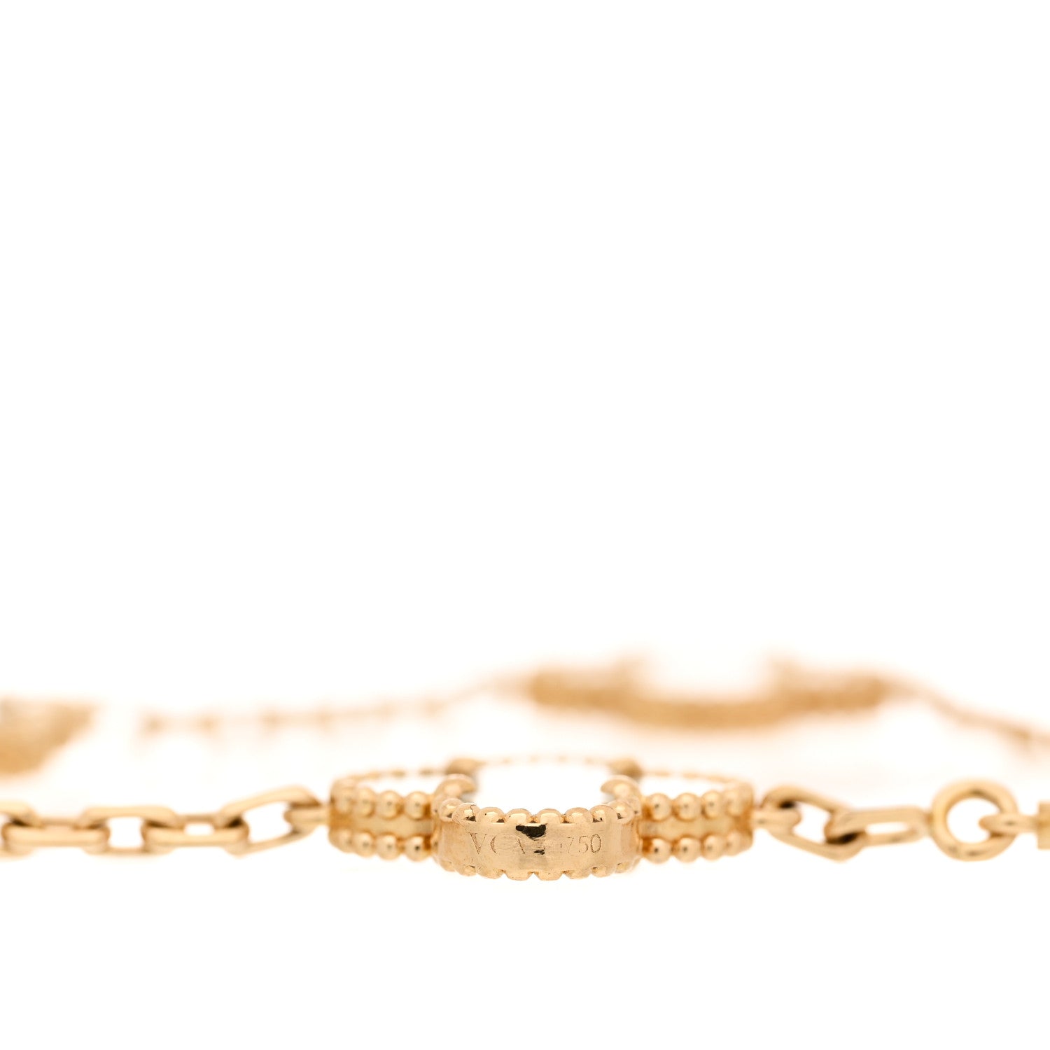 Van Cleef & Arpels 18K Yellow Gold Mother of Pearl 5 Motifs Vintage Alhambra Bracelet 3 of 5