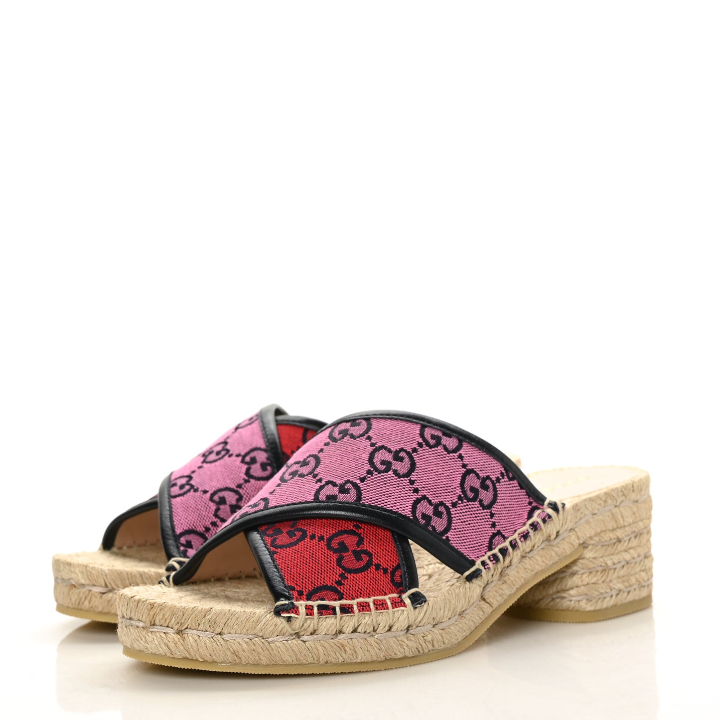 Monogram Multicolor Criss Cross Espadrille Sandals 35.5 Blue Pink Red