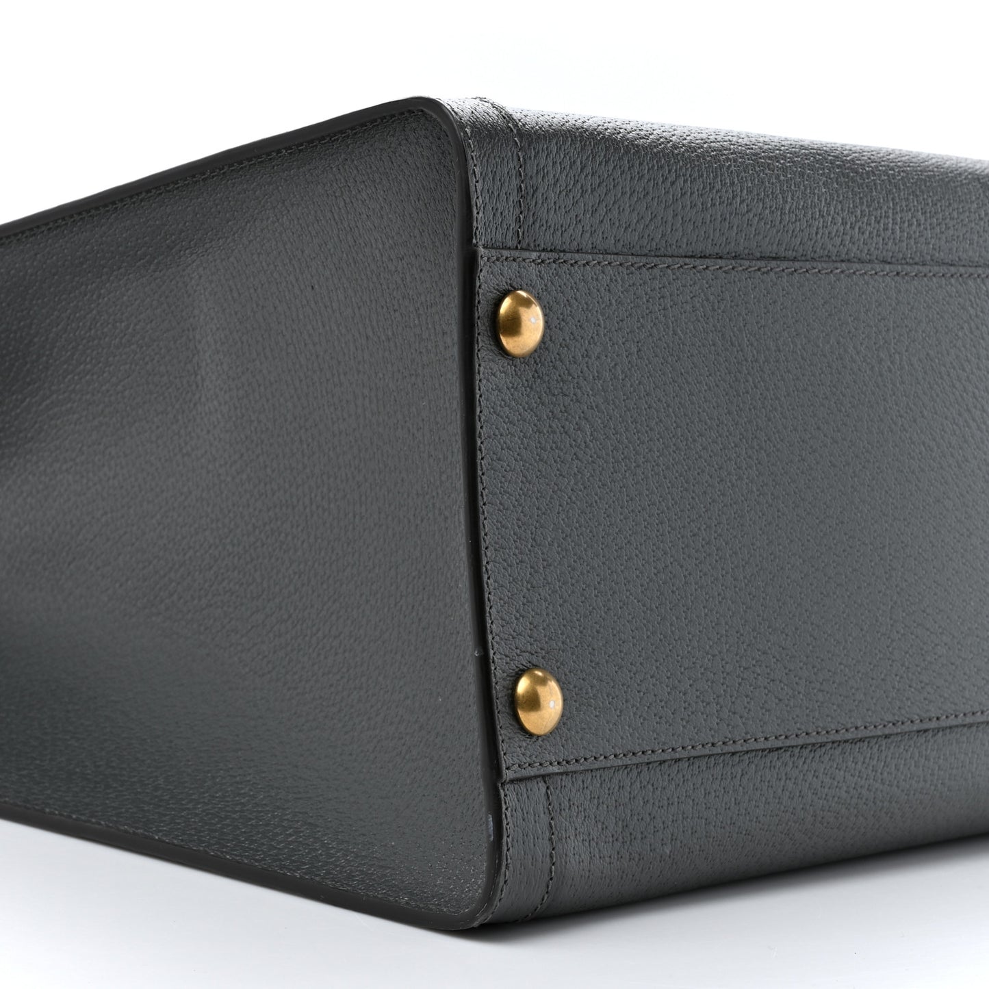 Textured Dollar Calfskin Web Studded Maxi Diana Tote Bag Graphite Grey