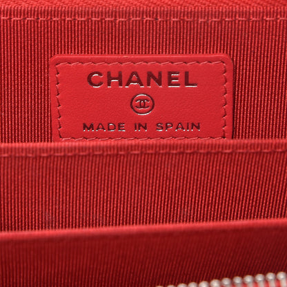 Chanel Caviar Chevron Quilted Zip Coin Purse Light Red 6 of 8