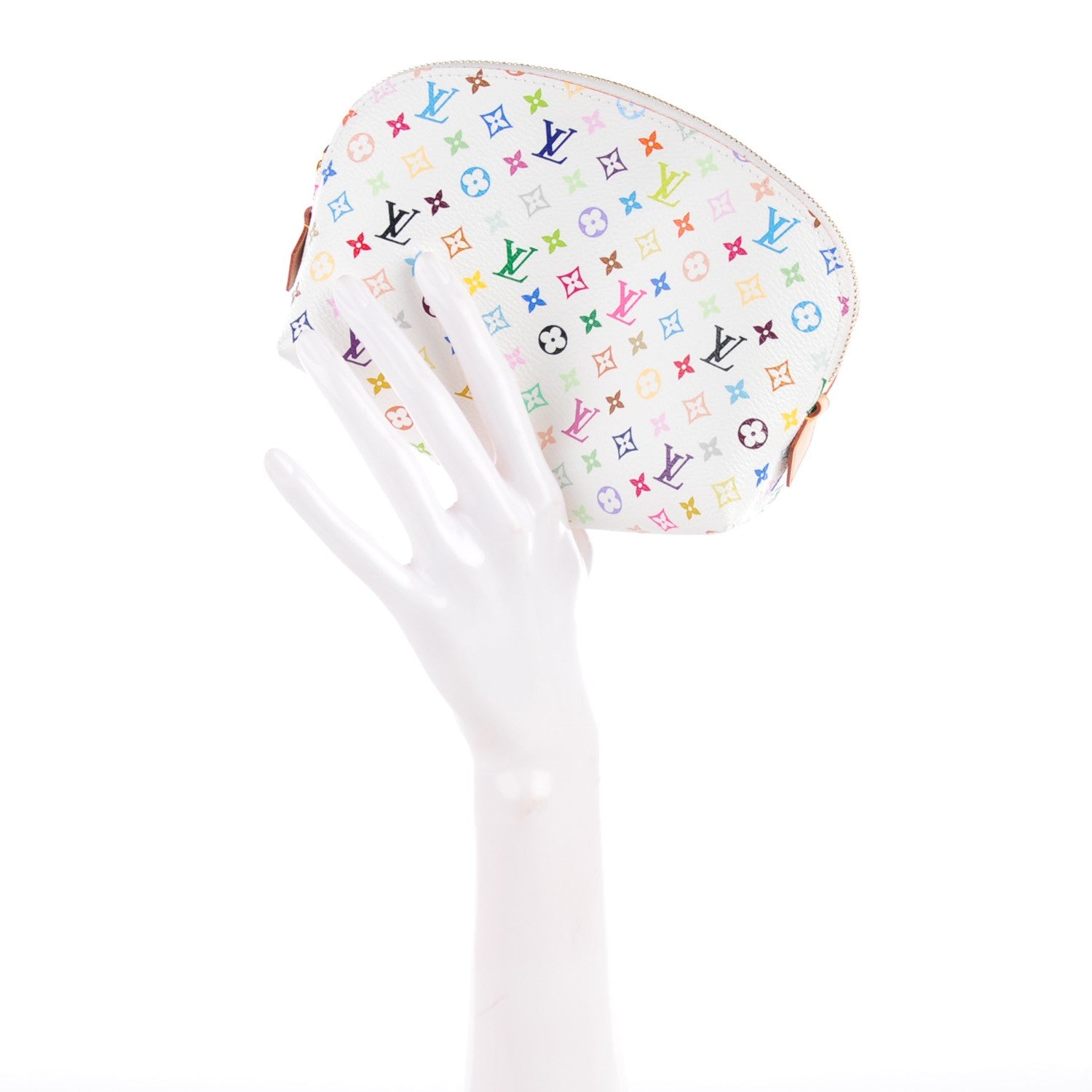 Louis Vuitton Monogram Multicolor Cosmetic Pouch White Litchi 2 of 8