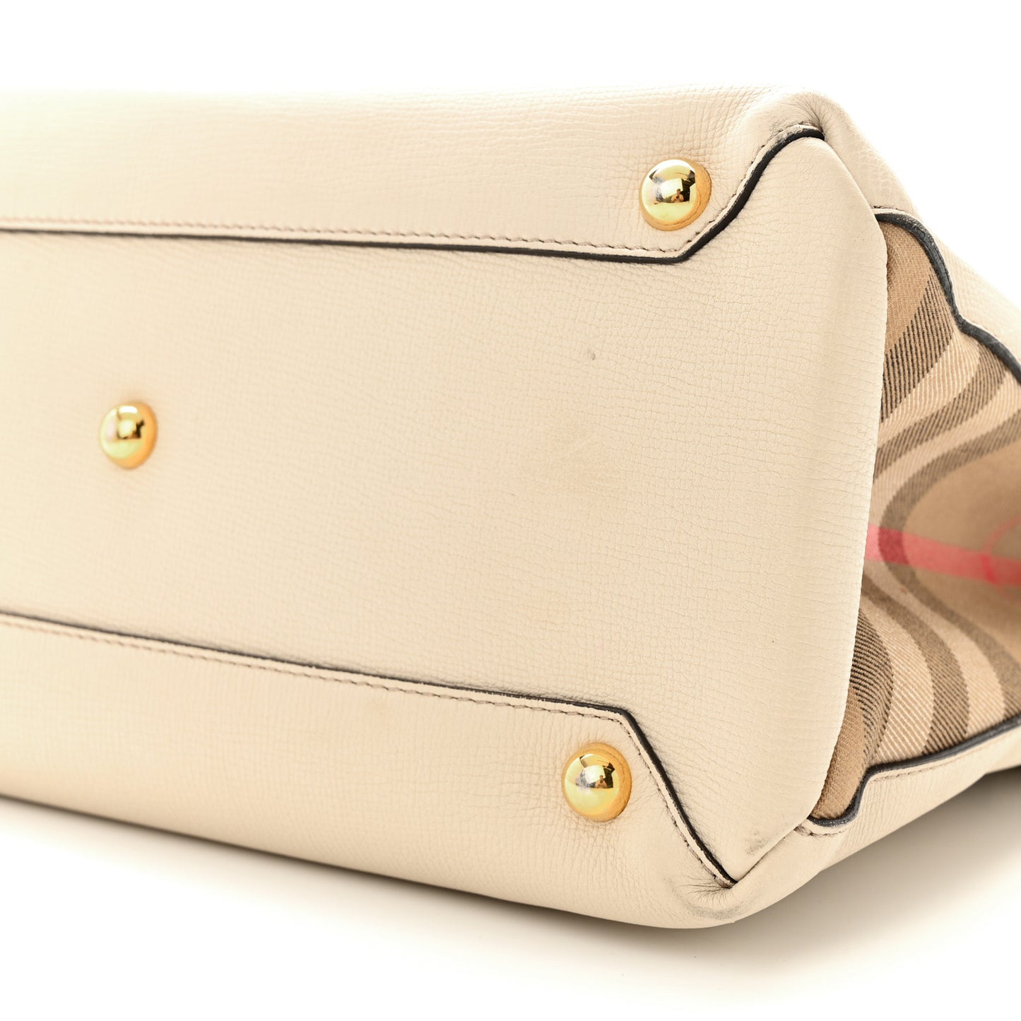 Derby Calfskin House Check Medium Banner Tote Limestone