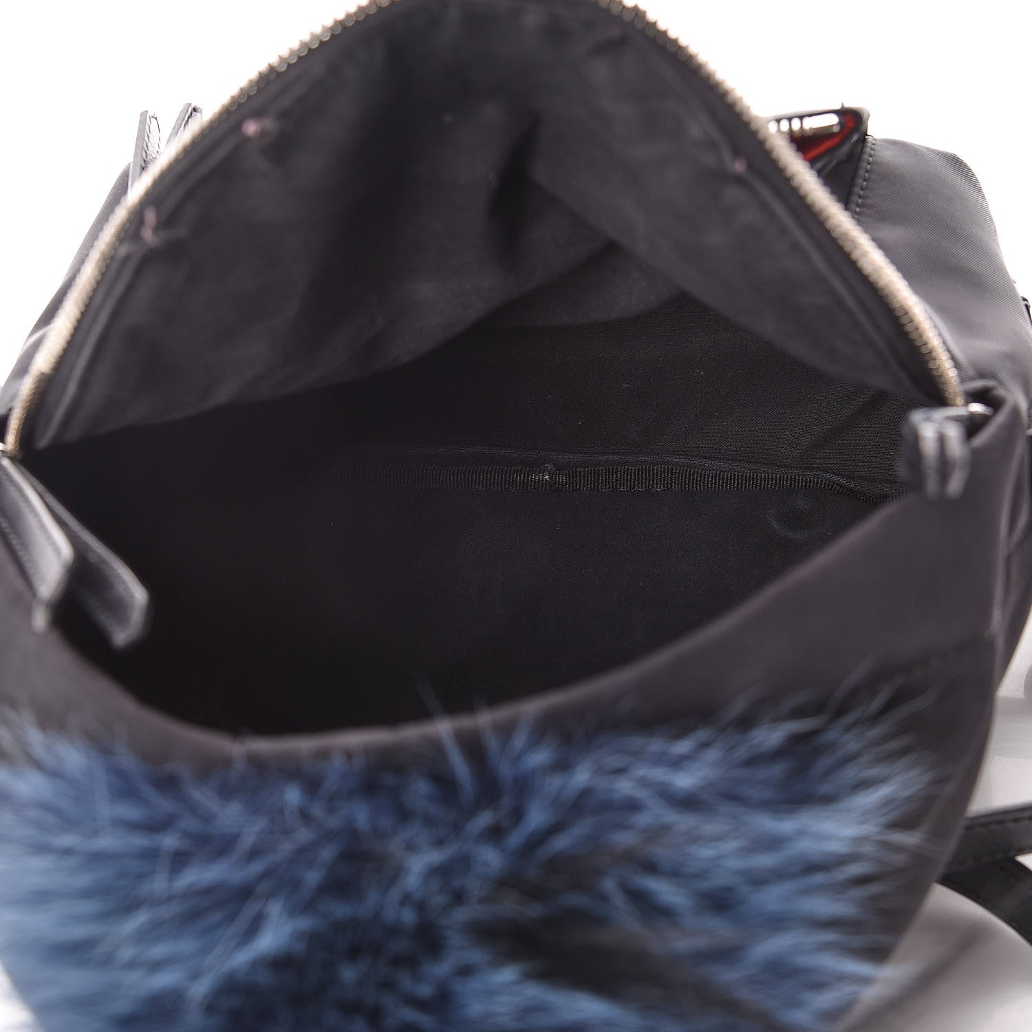 Fendi Nylon Vitello Fox Goat Fur Monster Eyes Mini Backpack Black Multicolor Sky 5 of 17