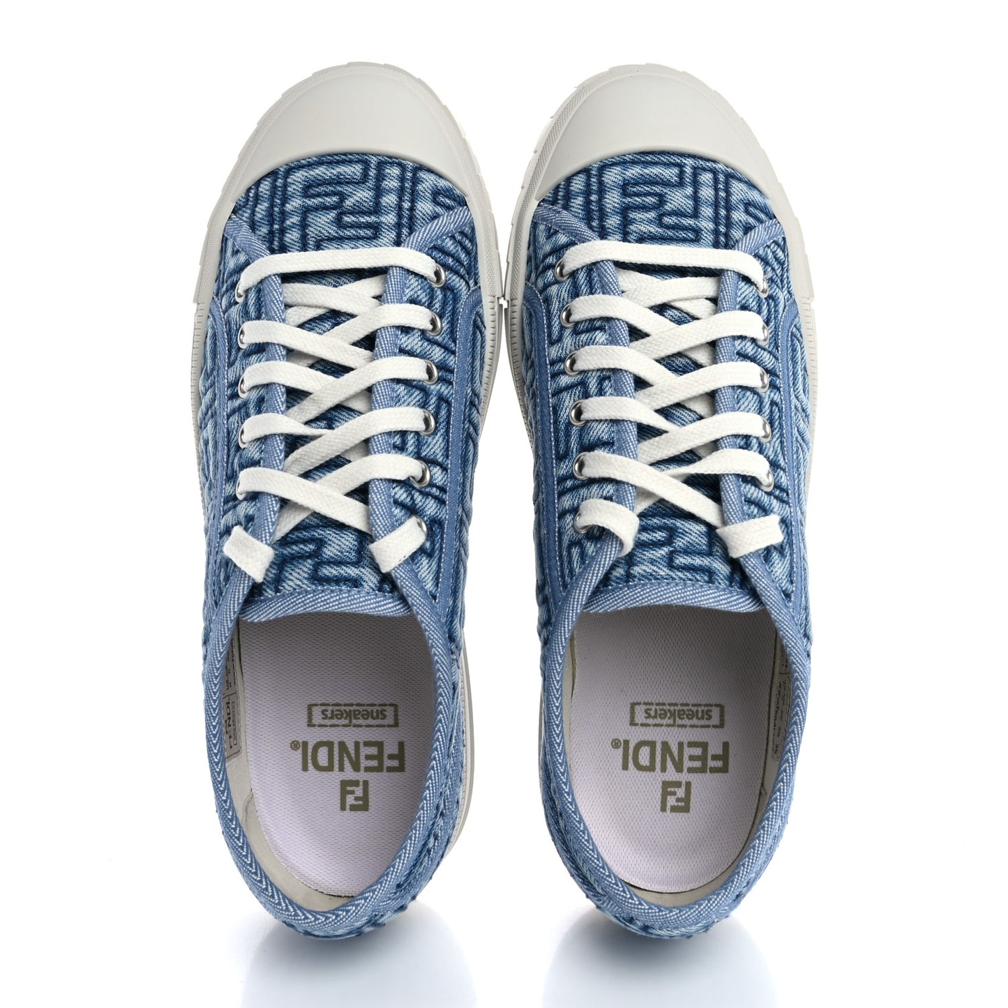 Denim Jacquard FF Matelasse Womens Domino Low Top Sneakers 38 Blue Navy