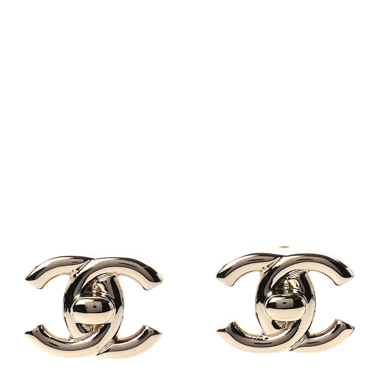 Metal CC Turnlock Earrings Gold