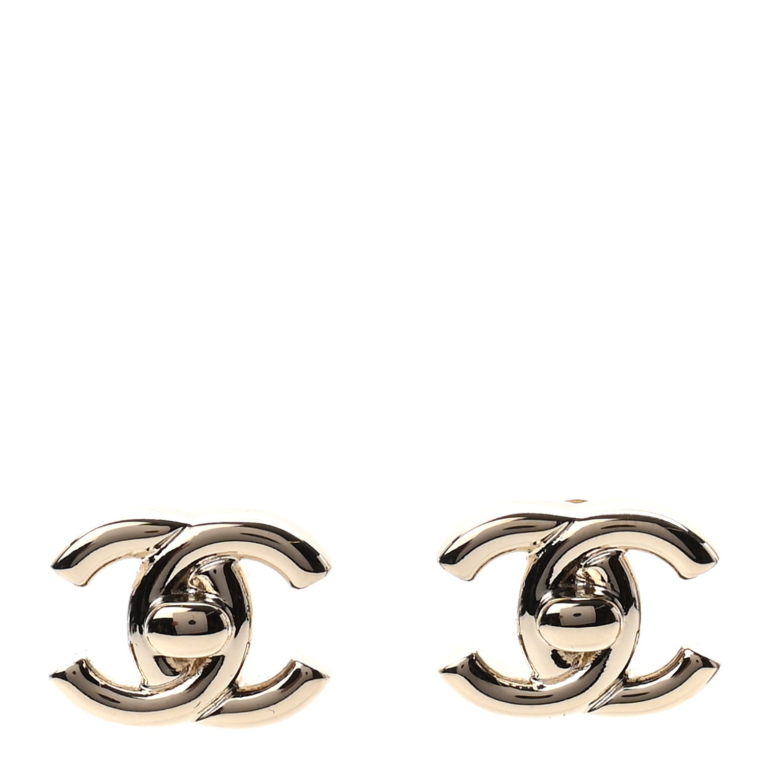 Chanel Metal CC Turnlock Earrings Gold 1 of 4