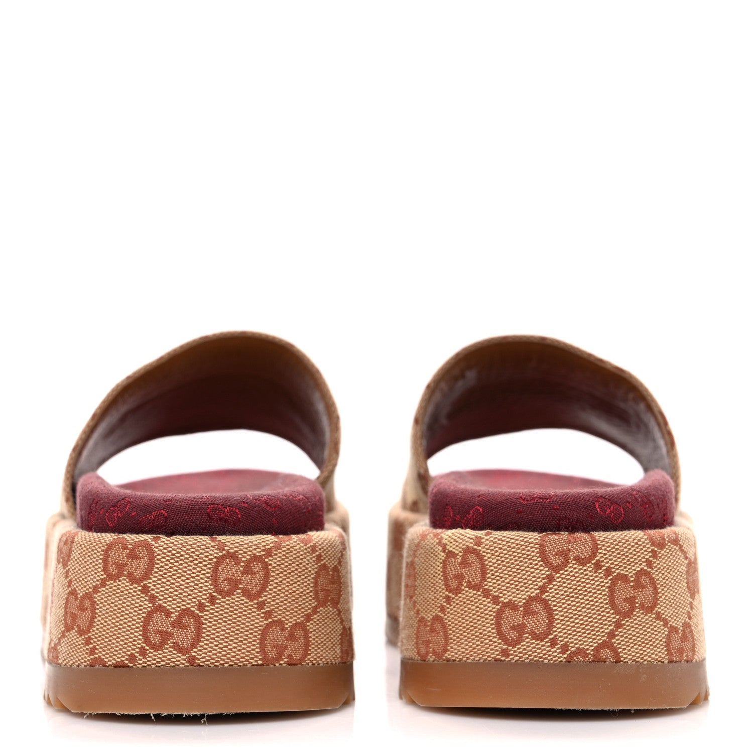 Gucci Canvas GG Monogram Angelina Platform Slide Sandals 36.5 Beige Ruggine 6 of 12