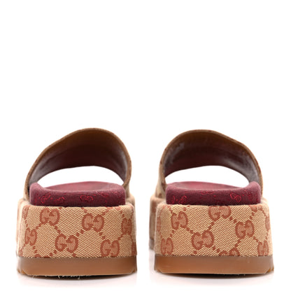 Gucci Canvas GG Monogram Angelina Platform Slide Sandals 36.5 Beige Ruggine 6 of 12