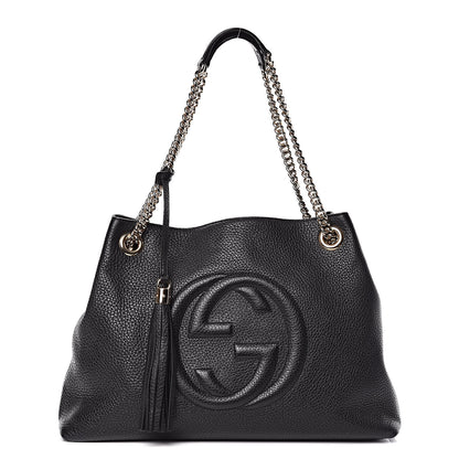 Gucci Pebbled Calfskin Medium Soho Chain Shoulder Bag Black 1 of 10