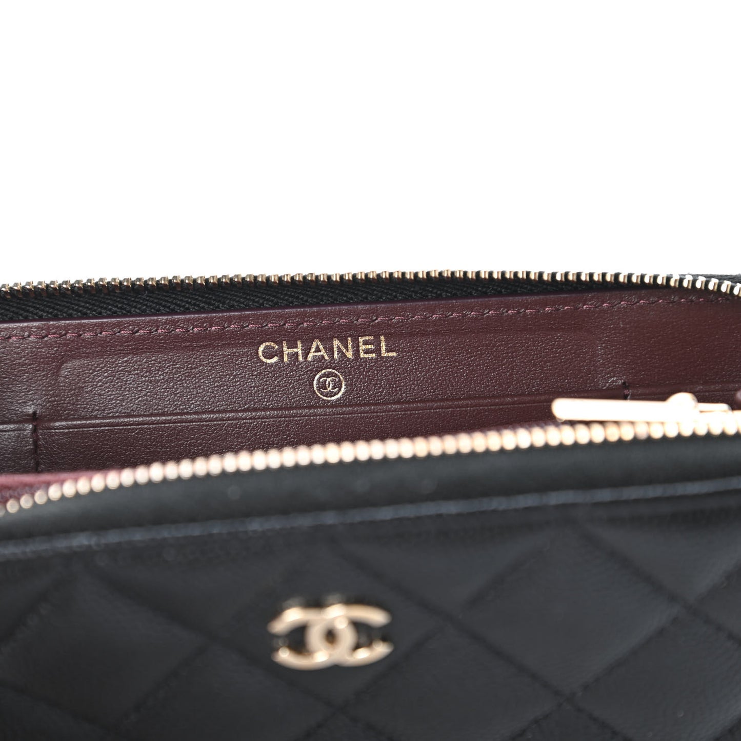 Caviar Quilted Medium Zip Around Wallet Black