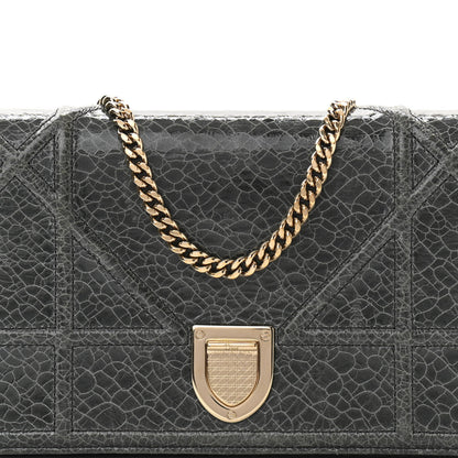 Christian Dior Ceramic Effect Deerskin Bag Wallet on Chain Dark Grey 7 of 9