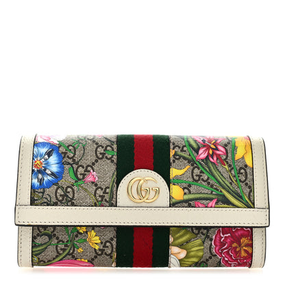 Gucci GG Supreme Monogram Flora Web Ophidia Continental Wallet White 1 of 6