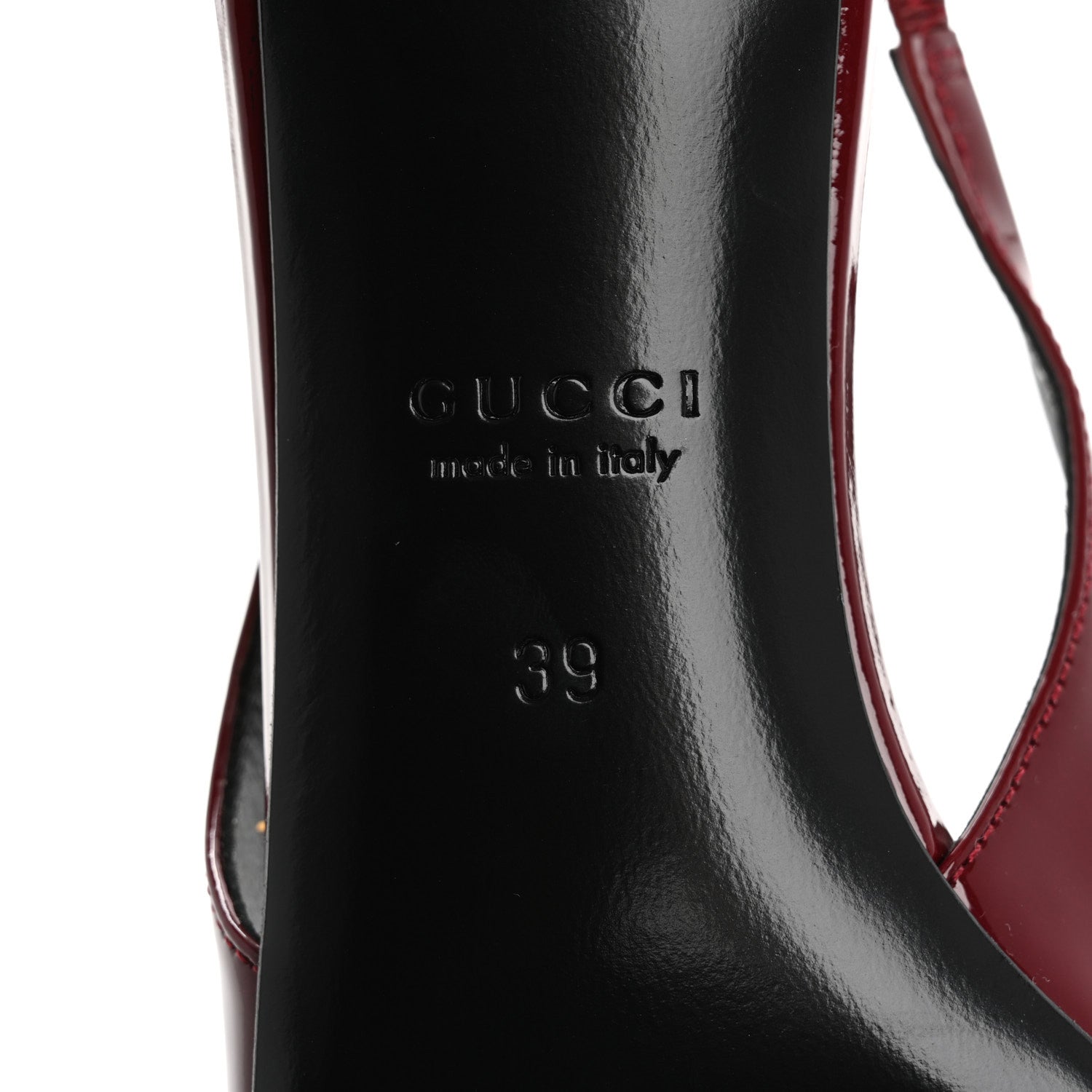 Gucci Patent Signoria 35mm Slingback Pumps 39 Rosso Ancora 8 of 10