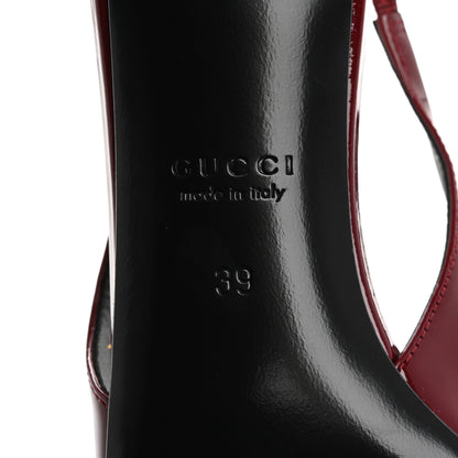 Gucci Patent Signoria 35mm Slingback Pumps 39 Rosso Ancora 8 of 10
