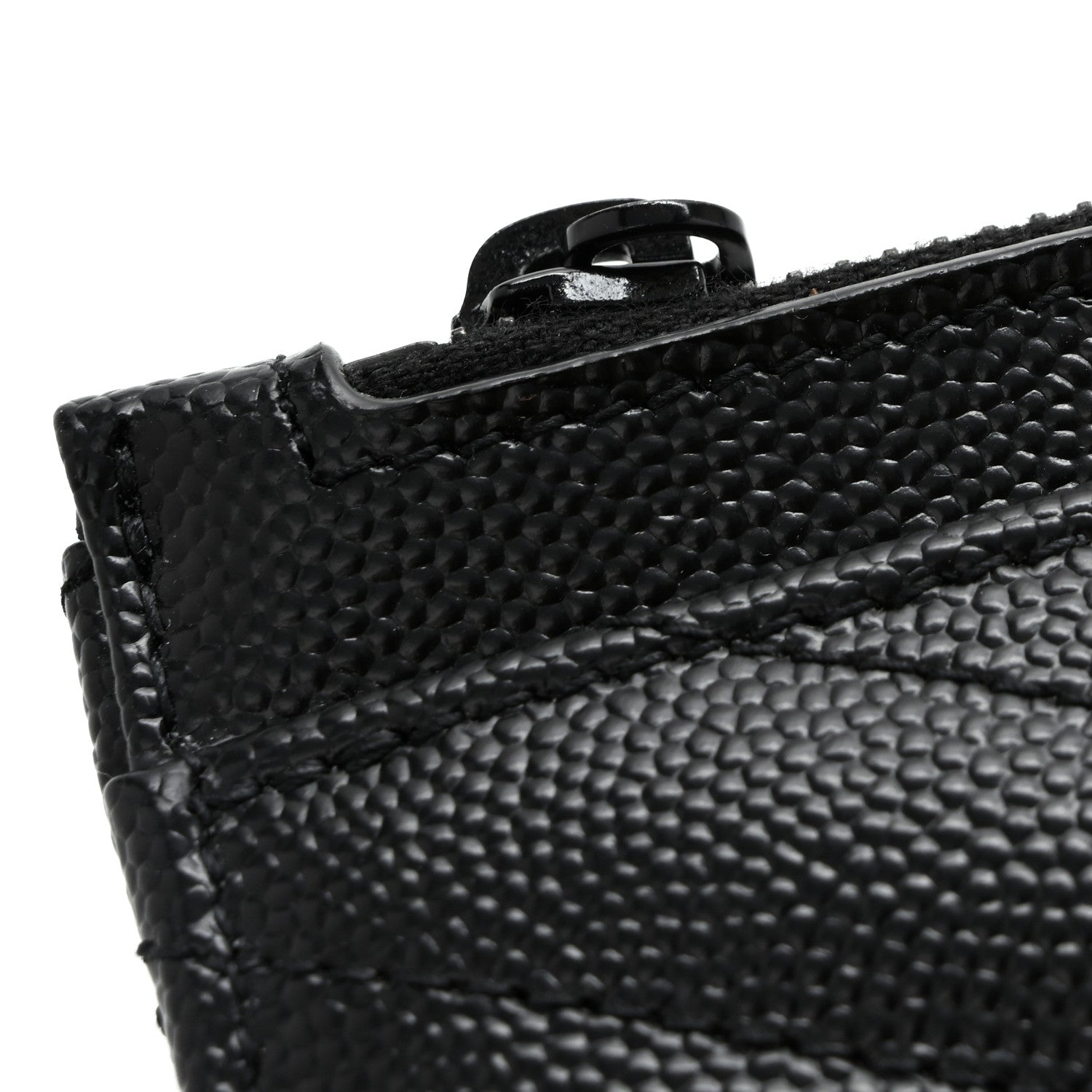 Saint Laurent Grain De Poudre Chevron Monogram Monochrome Bill Pouch Black 8 of 8