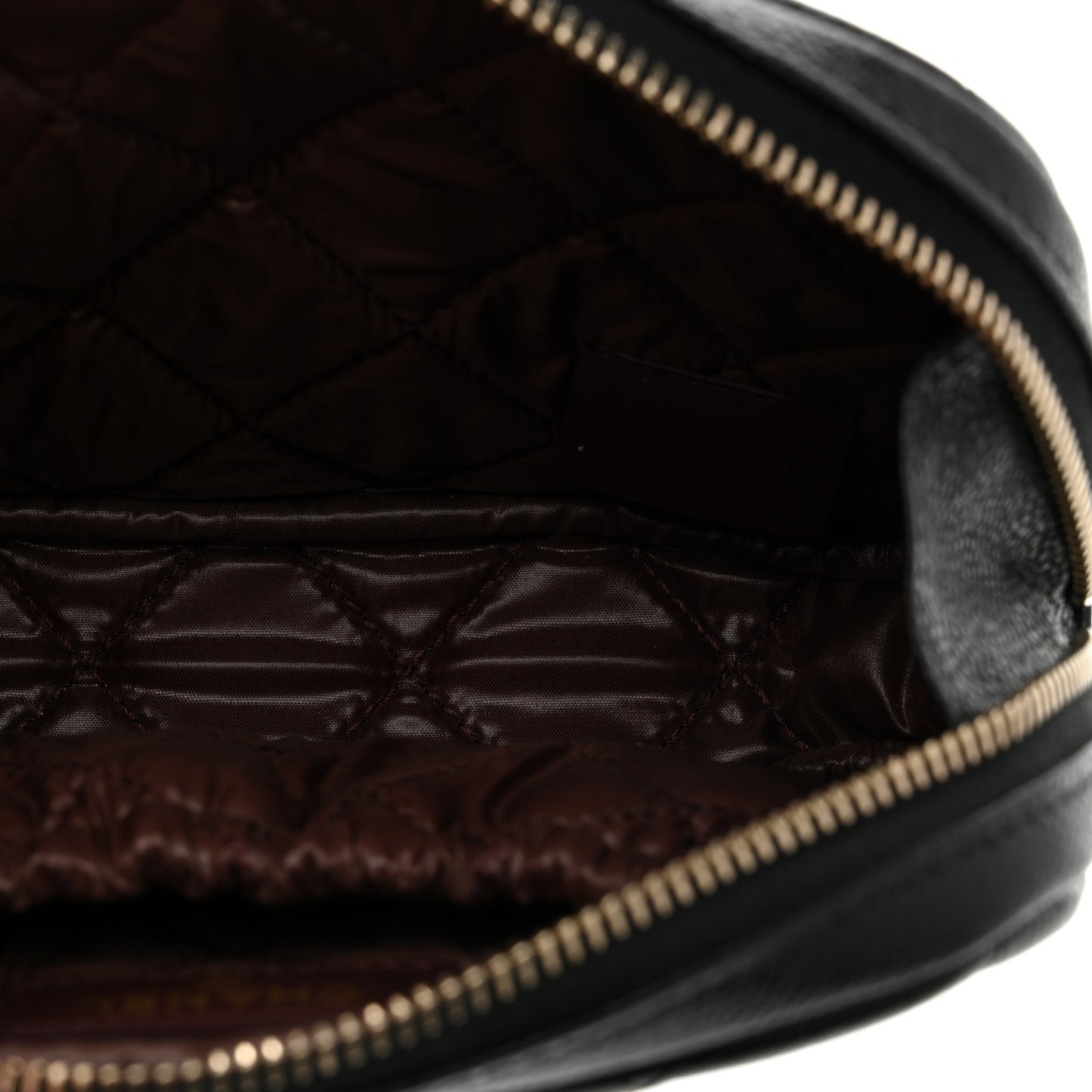 Caviar Quilted Small Curvy Pouch Cosmetic Case Black