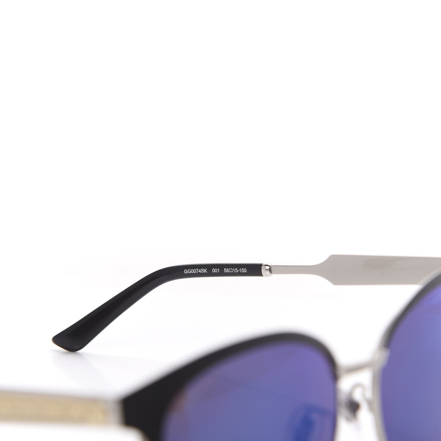 Round Metal GG0074S Sunglasses Blue Black