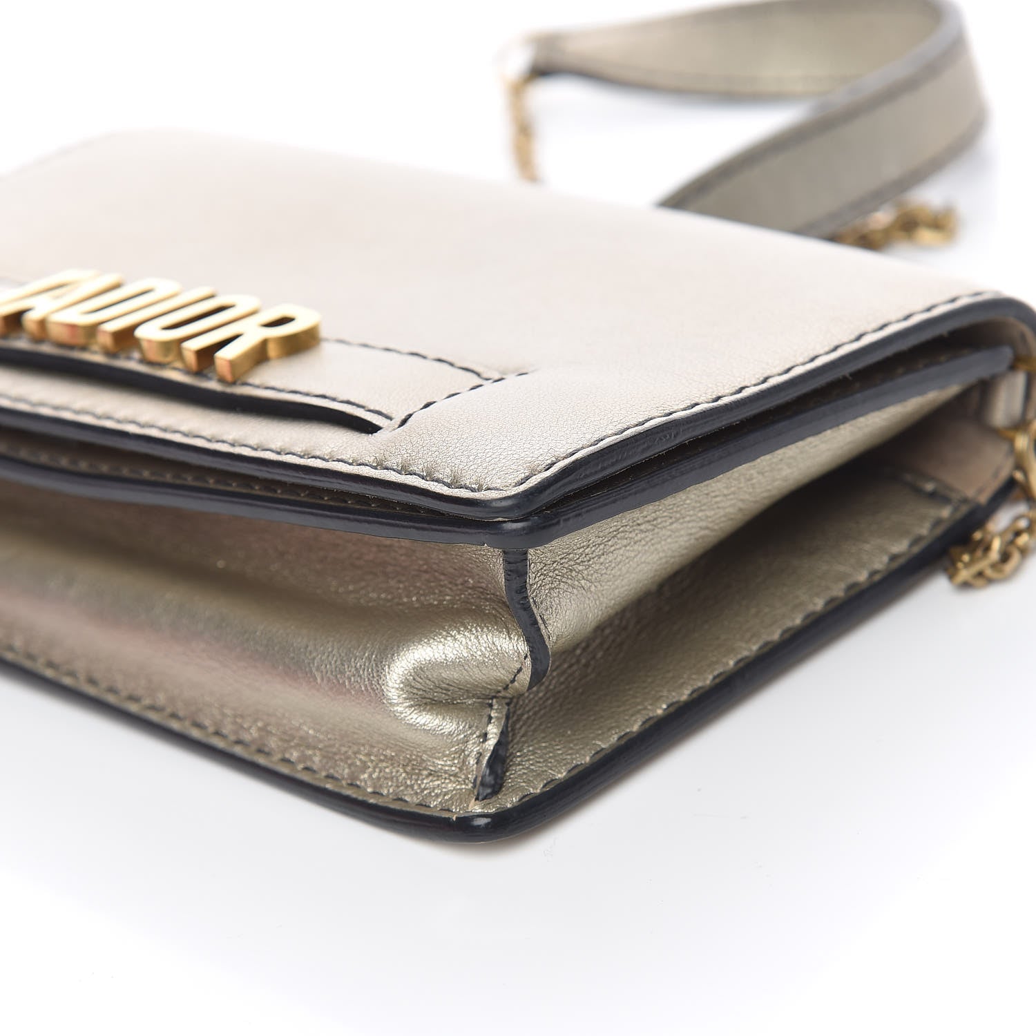 Christian Dior Metallic Calfskin Mini J'Adior Wallet On Chain Pouch Gold 10 of 13