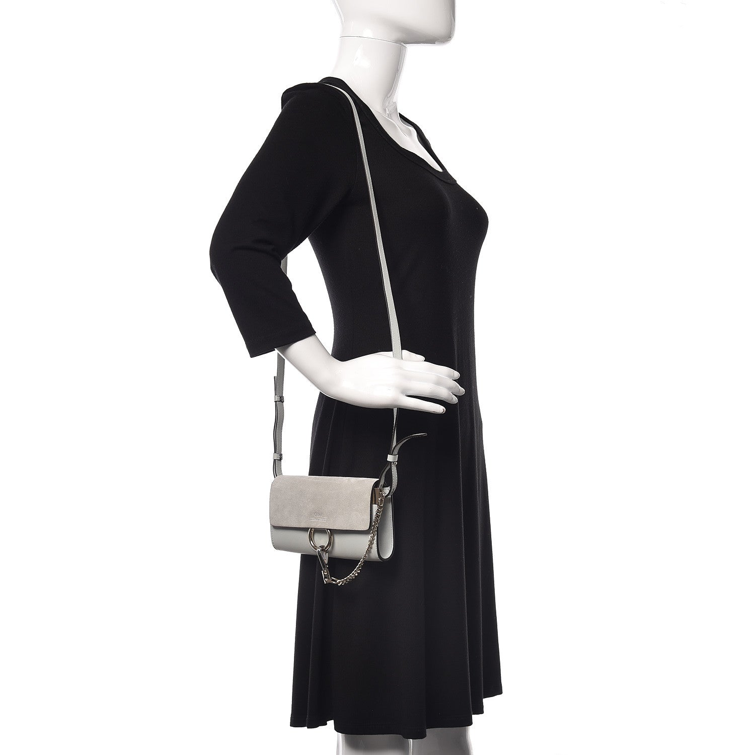 Chloe Suede Calfskin Mini Faye Shoulder Bag Airy Grey 2 of 10