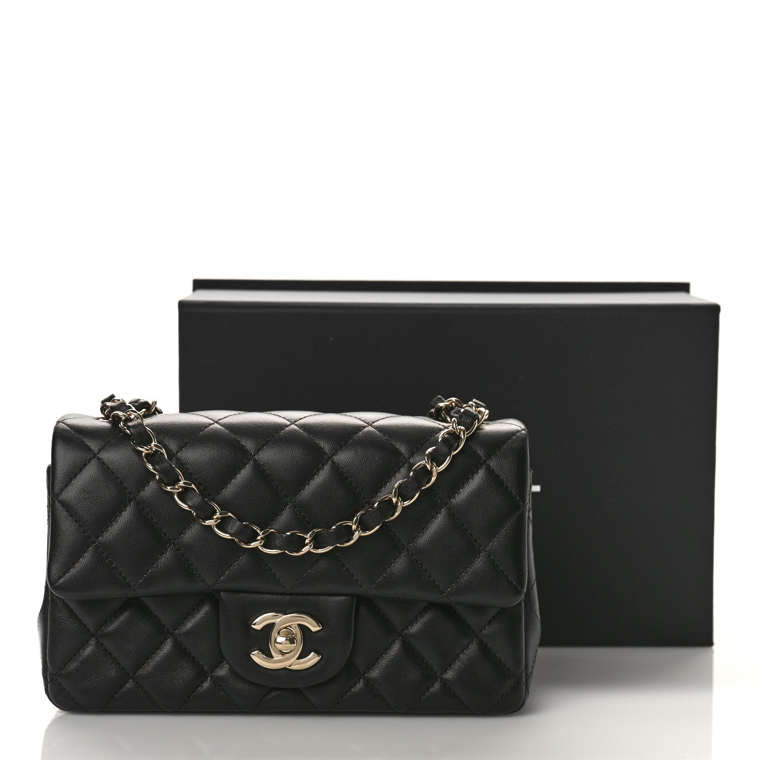 Chanel Lambskin Quilted Mini Rectangular Flap Black 10 of 10